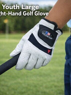 U.S. Kids Golf Right Hand Good-Grip Leather Golf Glove, Youth Large